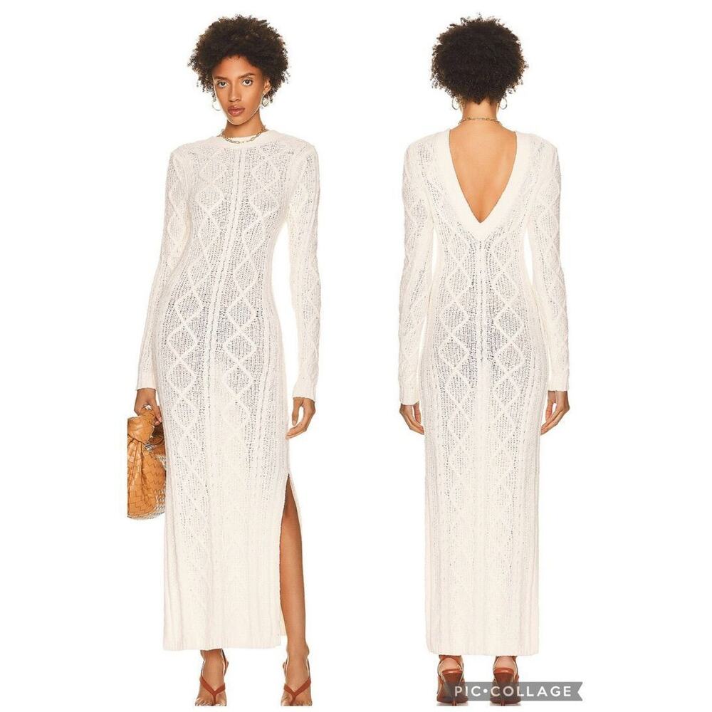 REMAIN Birger Christensen Carmain Knit Maxi Sweater Dress – Cream/Ivory – Size 6